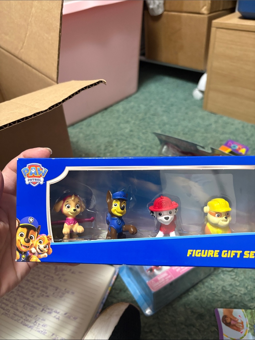 Paw Patrol Mini Figure Set - Pink, Blue, Red, Yellow Pups